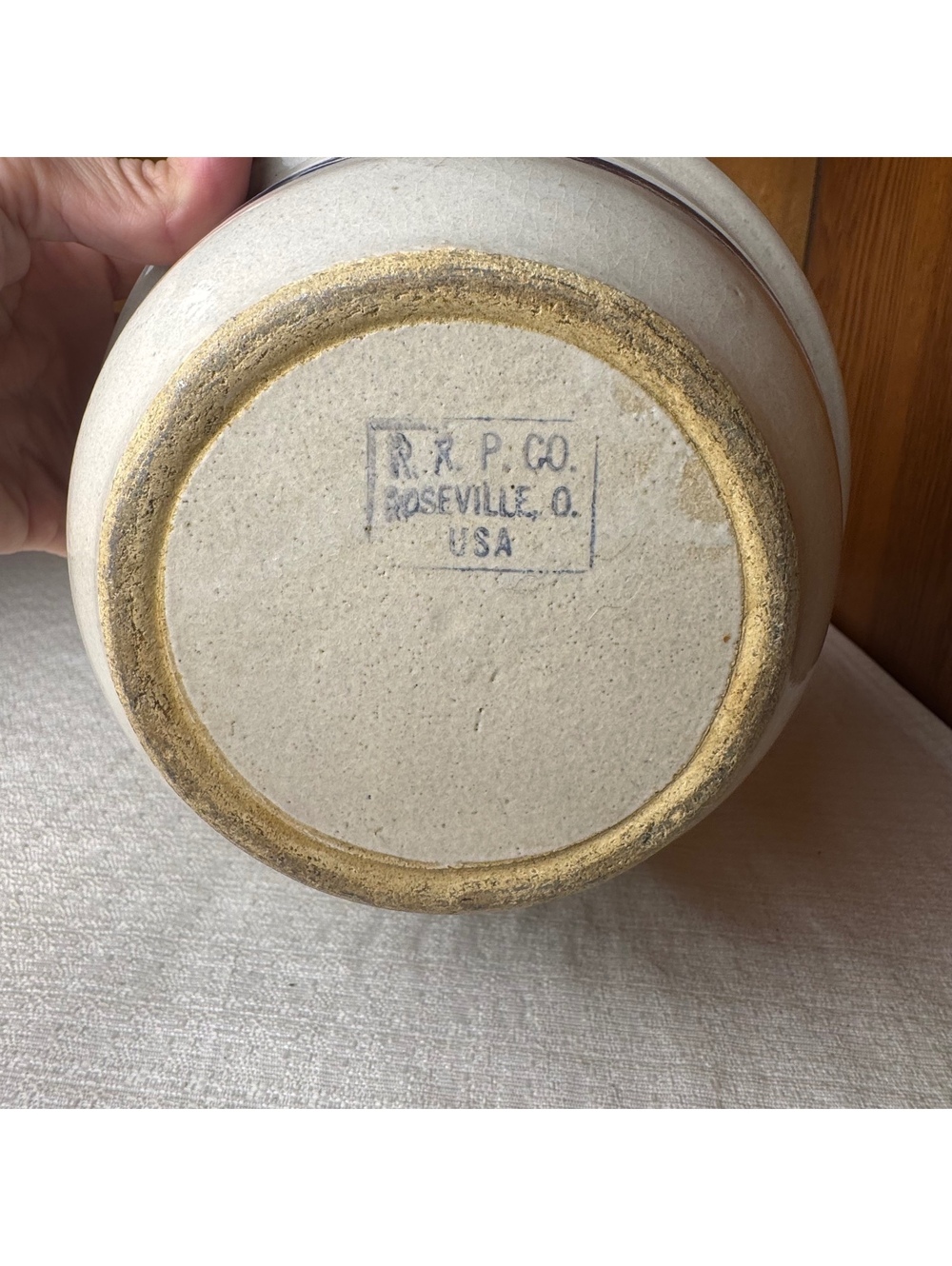Vintage Robinson Ransbottom RRP Co Blue Stripe Stoneware Mixing Bowl 7 Inch - Picture 6 of 8